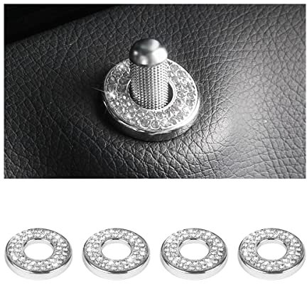 CGEAMDY 4 Stück Türschloss Pins Abdeckungen, Innenausstattung Türschloss Aufkleber Auto-Innendekoration Bling, Glitzernde Autotürschloss-Kristall Aufkleber(Weiß)