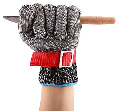 Natudeco Cut Resistant Glove Level 5 Protection Stainless Steel Mesh Glove with 1 Cotton Glove for Butchering Food Processing Woodworking