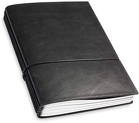 X17-A5 Terminplaner/Organizer 2024-2025 | 18-Monats-Kalender | Schwarz, aus Leder. Austauschbare Hefte: Wochenkalender Classic+2 Hefte (blanko, gepunktet), Made in Germany.