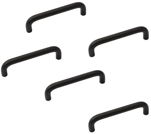 MOROBOR Aluminum Alloy Solid Round Handle, 96 mm Hole Centers U-Shaped Cabinet Hardware Pull for Bedroom Bathroom Kitchen Cabinets Door- 5 Pack/Matte Black
