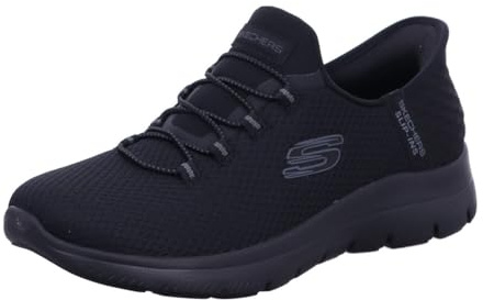 Skechers Damen Sneakers, Black Mesh/Gunmetal Trim, 39.5 EU