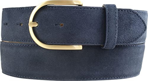 BELTINGER Damen-Gürtel aus Veloursleder 4 cm | Velour-Gürtel für Damen 40mm | Wildleder-Gürtel 4cm mit goldener Gürtelschnalle
