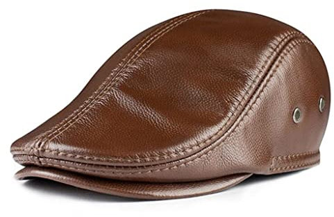 RajoNN Hüte Ohrenschützer Warm Herbst Leder Herren Retro Baskenmütze Flacher Hut Winter Gatsby Fahrerhut Newsboy
