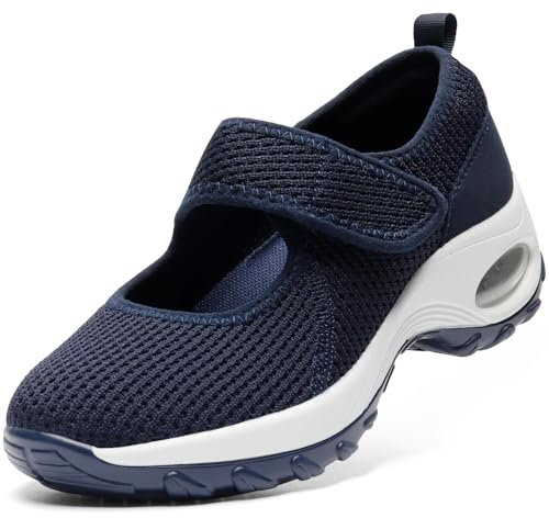 STQ Mary Jane Damen-Turnschuhe, rutschfest, orthopädische Schuhe, navy, 38 EU