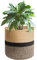 KMERCE Grand Pot de Fleurs Tressé, Cache Pot Plante Interieur, Panier à Plantes en Corde de Coton pour décoration Intérieure, Panier de Rangement pour Jouets, Vêtements - Diamètre 30cm (Jaune+Noir)