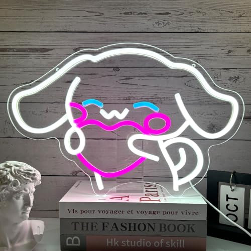 XJNOLGXIQU Cinnamorol Neonschild Anime Neon LED Schilder für Wanddekoration japanisch Cartoon Neon Schild Kawaii Neon licht geeignet für die Dekoration Von Mädchenzimmern