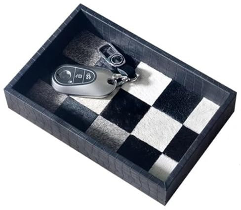 GHYUBYER Valet Bandeja For Los Hombres, De Cuero De La Bandeja De La Llave Y El Cuenco Clave, Multi-Funcional Bandeja De Entrada, Moderno Joyería Pendientes Pequeños Objetos Bandeja (Color : Nero)