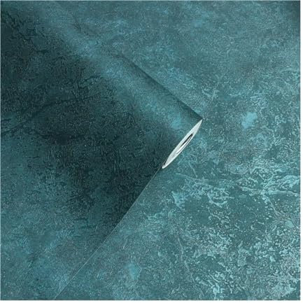 ZlyxLzq Wallpaper,Contact Paper Dark Teal Metallic Marble Wallpaper, Industrial Vintage Plain Textured Vinyl Peacock Green Wall Paper for Living Room Wall Decor