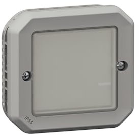 LEGRAND, Plexo New Connected-Feuchtraum-Aufputz-Lichtschalter, Dimmfunktion, Smart-Home, Home+Control-App, Sprachsteuerung, ohne Neutralleiter, 5-125W, LED-kompatibel, IP55-IK07, Farbe: Grau, 069875L