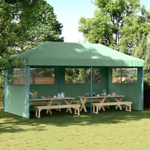 NITCA Foldable Party Tent Pop-Up,Hot Tub Gazebo,Pop Up Gazebo,Outdoor Gazebo/Tent with Waterproof and UV Protected PVC Coated Roof,For Camping, BBQs, Party, Green 3 Sidewalls