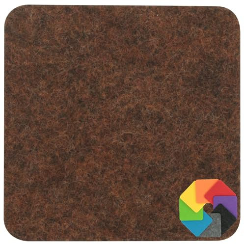 Design Filz Untersetzer eckig - 10x10cm in braun meliert für Glas, Getränke, Bar, Tasse, Vase