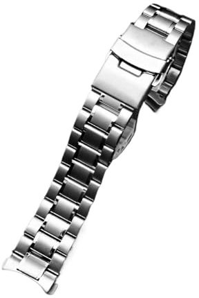 20/22mm Männer gebogenes Ende Edelstahl Metall Uhrband Uhr passend für Seiko/Timex/Citizen/Casio(A Silver,18mm)