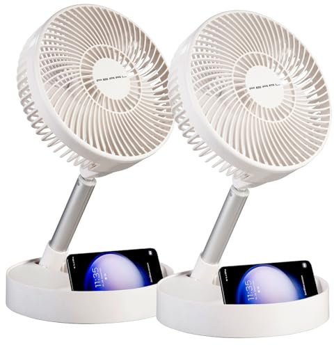 PEARL Ventilator mit Akku: 2er-Set 2in1-Akku-Tisch- & Standventil., ausziehb. bis 1 m, 8,5h (Kleinraum-Ventilator, mit USB Funktion, Picknick)