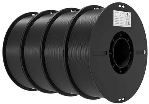 Creality Ender PLA Filament 1.75mm 4kg Schwarz, 3D Drucker Filament PLA, Maßgenauigkeit +/-0,02mm Vakuumverpackung (4 x 1kg Spule, 4 Schwarz)