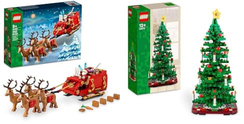 LEGO Bundle Festivo - Include La Slitta di Babbo Natale (40499) e l'Albero di Natale (40573) - Giocattoli da Costruire per Bambini e Bambine da 9 anni in su - Regali di Compleanno Creativi per Piccoli