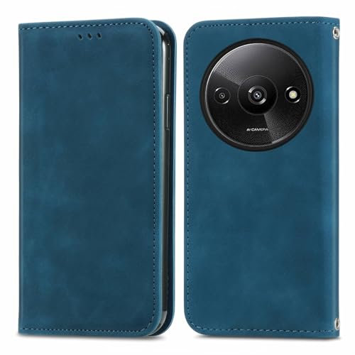 Cracedily for Xiaomi Redmi A3 Case, Wallet Case Flip Leather with Card Holder Magnetic Closure Shockproof Kickstand Protective Phone Cases Cover for Redmi A3X, Blue-Green