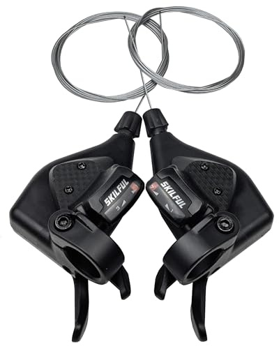 THALOUS Bicycle Gear Shift Lever 3x7 21 Speed Thumb Shifter with Gear Indicator Left Right for MTB Moutain Road Bike Tricycle