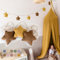 LILIMAUS Sternen Wimpelkette Stoff [mit Goldapplikation in 12 Farben] Wimpelkette Kinderzimmer - 100% Baumwolle Handmade - Wimpelkette Musselin - Hausbett Deko Mädchen & Jungen - Deko Babyzimmer