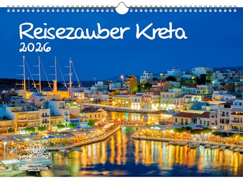 Reisezauber Kreta DIN A3 Kalender für 2026 Heraklion Griechenland Urlaub - Inhalt: 1x Kalender 1x Weihnachtsanhänger 1x Grußanhänger (gesamt 3 Teile)