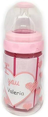 Biberon Personalizzato con Nome con Tettarella Sfiato Anti-Colica Senza BPA 270 ml Tettarella in Silicone idea regalo Neonato Ciuccio Catena Ragazzo Ragazze Baby Shower Regali Nascita