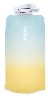 Vapur Collapsible Water Bottle with Carabiner, Compact Bottle Folds Flat for Hydration On The Go, Ideal for Traveling, Hiking or Camping, 16 Ounce, Malibu, Pack of 1