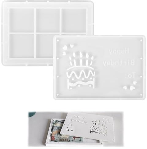 Silikonformen Gießformen Geburtstag, Happy Birthday Box Silikonform Gießformen Frühling, DIY Silikonform Dose mit Deckel für Geburtstag/Weihnachten (B)