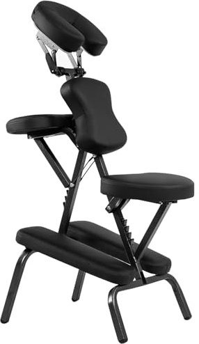 FANTASK Black Chaise de Massage Pliable avec Sac de Transport, Chaise de Tatouage réglable en Hauteur