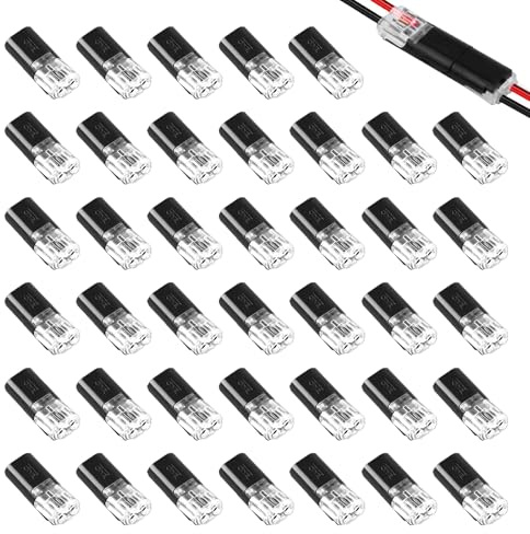 Ztolbriy 40 Stück 2 Polig Stecker Auto Kabelverbinder – Wasserdichte Steckverbinder für 18-22 AWG Kabel | Schnellverbindung ohne Löten | Praktische Kabelstecker für Elektroinstallationen