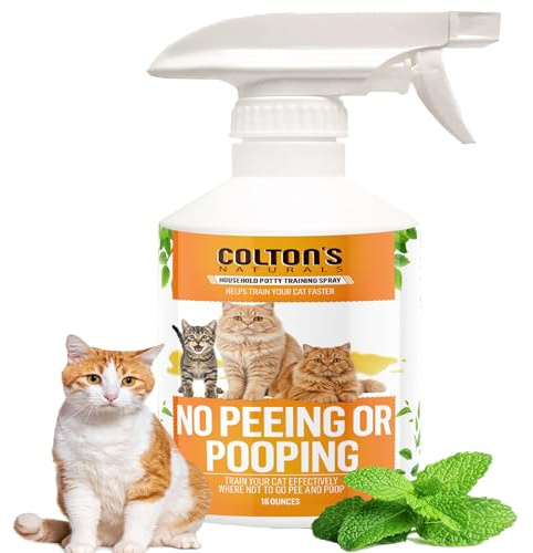NO PEE No POOP CAT Potty Training Spray, 100% Natural - Non-Toxic Spray to Prevent Peeing & Pooping- Natural No Urine Marking Scent Corrector No Mark - Keep Off Litter Training Prevents Kitten (16 oz)