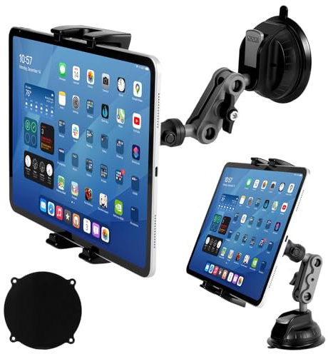 Yoodriy Supporto Tablet Auto Universale a Ventosa, Porta Tablet da e Regolabile a 360° per Parabrezza, Compatibile con iPad 10/11/Mini/Pro, Samsung Galaxy e Tablet/Telefoni da 4,7 a 12,9 Pollici
