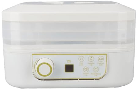 HEEPDD Déshydrateur Alimentaire, 3 Plateaux avec Technologie de Flux D'air à 360° et Minuterie Numérique, pour Fruits, Légumes, Viandes et Snacks