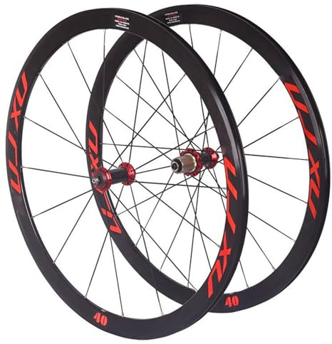 SXSHEYS 700C Rennrad-Laufradsatz mit Felgenbremse, Carbon-Nabe, 40 mm Felgenhöhe, Vorder- und Hinterradfelgen aus Aluminiumlegierung, geeignet für 8/9/10/11-Gang-Schaltungen