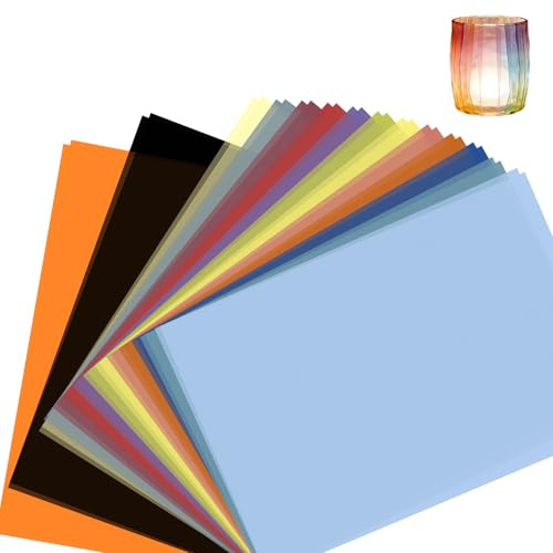 soitzhoc 30 Blatt A4 transparentpapier bunt | 15 Farben, darunter Gold und Silber pergamentpapier, tracing paper | Für handgefertigte DIY-Laternen pergamentpapier bunt, 100 g/m²