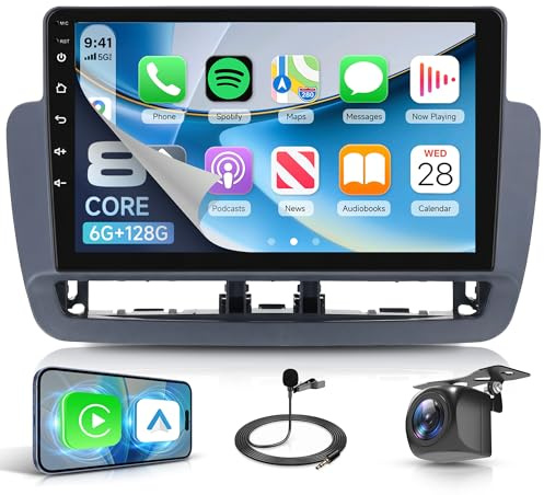 Rimoody 6G+128G 8 Core Radio de Coche para Seat Ibiza 2012-2015, 9 Pantalla Android Radio con Carplay Android Auto Inalámbrico FM/RDS/EQ/DSP WiFi GPS Bluetooth Panorámico de 360° Cámara Trasera