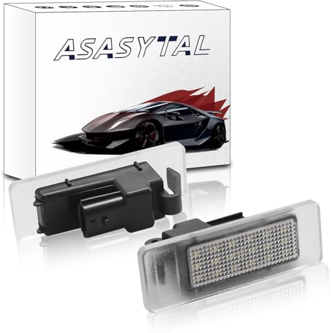 Asasytal LED Number License Plate Lights, Error Free Rear Number Plate Lamps Assembly Replacement, SMDs 6000K Bright White Compatible with Renault Clio IV/V Megane IV Nissan Infiniti etc., 2 Pieces