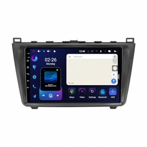 Car Play Screen for Mazda 6 II GH 2007-2012 with Bluetooth, Fm, Aux, Map Navigation, Voice Assistant Siri/Aux/Airplay/Fm/Radio Car Audio Receivers, 8 Core 4G+64G