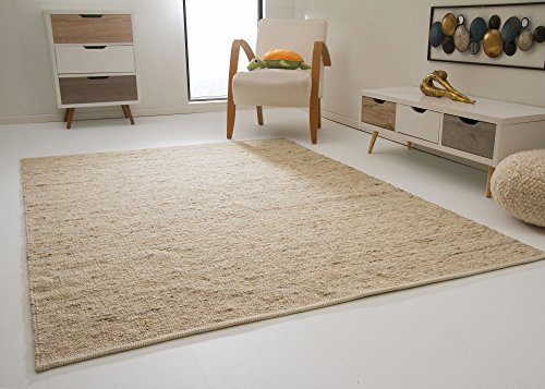 Steffensmeier Leutasch Handwebteppich aus 100% Schurwolle mit Fusselstopp - gewalkt - Natur, Größe: 60x110 cm
