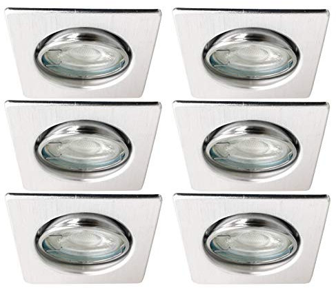 Trango 6er Set LED Einbaustrahler in Aluminium Eckig 6729-069SMOCOBSD inkl. 3 Stufen dimmbare Ultra Flach LED Modul Leuchtmittel 3000K warmweiß, Einbauleuchte, Deckenspot, Einbauspot, Deckenleuchte