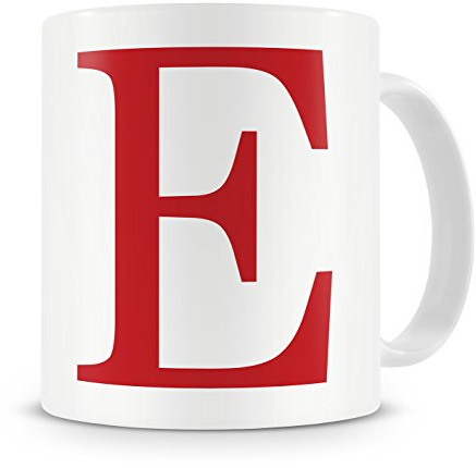 givagift Letter “E” Mug – Letter E Mug, E Letter Mug, E Mug – Mug Gift/Present – Choice Of Colours– Modern/Cool/Trendy Style Mug (Red)