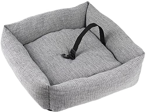 Bunty Travel Dog Car Seat for Small to Medium Dogs - Car Bed with Safety Harness Clip - Protective Cover, Non-slip Dog Bed Booster Seat 49x49x17cm, Grey