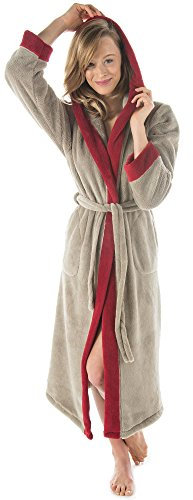 CelinaTex XS-XXXL Bademantel Kapuze zweifarbig lang seitliche Taschen Damen Herren Unisex Sherpa Kuschelfleece Morgenmantel, Sauna, Spa, Pool, Bad, flauschig und komfortabel - OEKO-TEX Ohio