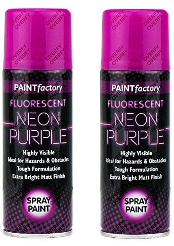 2x Fluorescent Neon Purple Spray Paint Matt 200ml Auto Car Creative Paint
