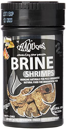 Haquoss Brine Gamba Alimento Natural liofilizzato de Artemia Salina para Peces Tropicales de Agua Dulce y Marina, 100 ml/ 8 gr