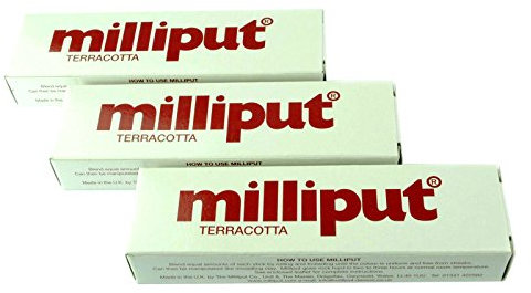 Proops 3 x Milliput Putty Terracotta 2 Part Epoxy Putty. Model, Filler, Ceramic, Repair. (X1016b) Free UK Postage