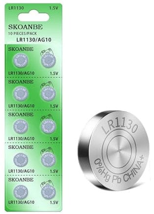 SKOANBE 10PCS AG10 SG10 LR1130 1.5V Button Coin Cell Battery