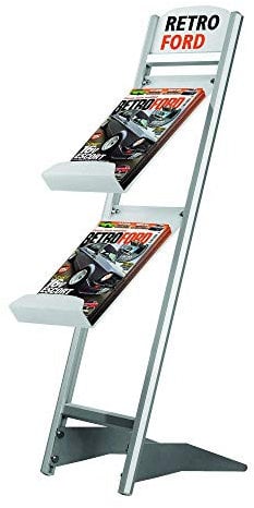 DISPLAY SALES Boden-Prospektständer Rapid DIN A4 | Aluminium Prospekthalter mit Acryl Prospektablagen (2 x DIN A4)