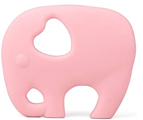 PREMYO Elefant Beißring für Babys Kühlend - Zahnungshilfe aus Silikon BPA Frei Weich - Lindert Schmerzen beim Zahnen - Rosa