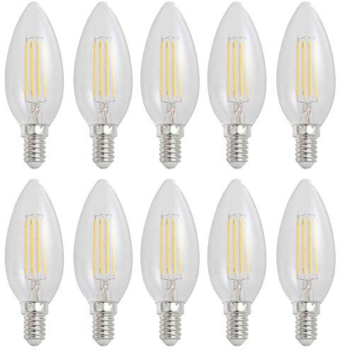 NCC-Licht 10 x LED Filament Leuchtmittel Kerze 4W = 40W E14 klar 450lm Warmweiß 2700K