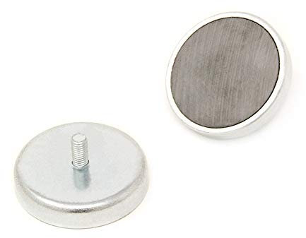 Ferrite Pot Magnet with M5 External Thread for Arts, Crafts, Model Making, DIY and Hobbies - 40mm dia x 8mm thick - 11.4kg Pull - Pack of 4