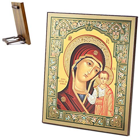 NKlaus Ikone Gottesmutter von Kazan Holz 15x18cm Ikonographie Orthodoxes Leitbild Kunstdruck 39130